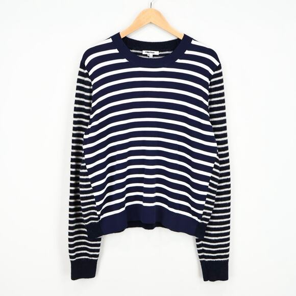 NWT Madewell Mixed-Yarn Cotton Alpaca Striped Sweater In Navy Cream Size XXL - Picture 5 of 11